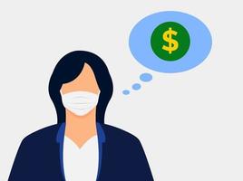 Business Woman Thinking About Money Dollar vector