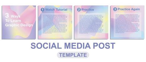 Social media post templates with beautiful pastel gradient liquid abstract background. Set for fre vector