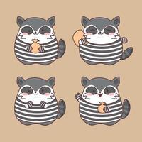 Cute Kawaii Racoon on Thief Costume vector