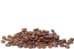Roasted coffee beans isolated on white photo