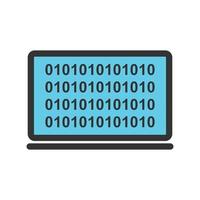 Computer Binary Code Filled Line Icon vector