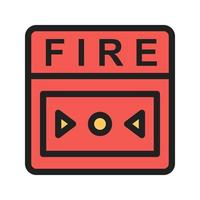 icono de línea llena de alarma de incendio vector