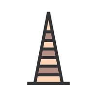 icono de línea llena de cono de construcción vector