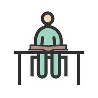 Studying on Desk II Filled Line Icon vector