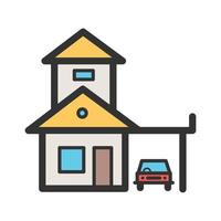 House with Garage Filled Line Icon vector