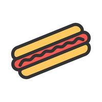 Hotdog Filled Line Icon vector