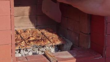 Frying Chicken Meat Cooking on the Barbecue video