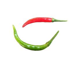 red and green Thai pepper, Chilli Padi, Capsicum annuum, on white background, vegetable food photo