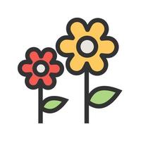 icono de línea llena de flores vector