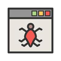 Bug in Application Filled Line Icon vector