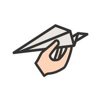Holding Paper Plane Filled Line Icon vector