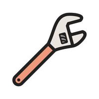 Monkey Wrench Filled Line Icon vector