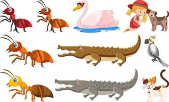 Set of various wild animals in cartoon style vector