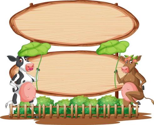 Blank oval wooden signboard with animal