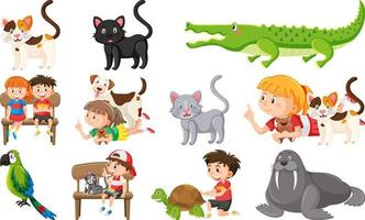 Set of various wild animals in cartoon style vector