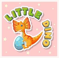 Little cute dinosaur cartoon poster vector