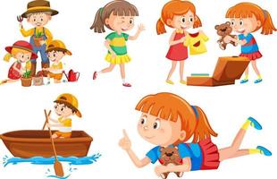 Set of children doing different activities vector