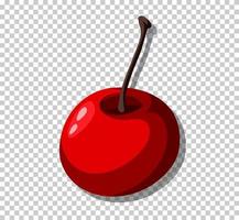 Isolated red cherry on grid background vector