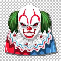 Scary clown head on grid background vector