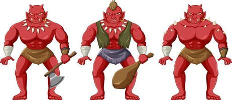 Three orc cartoon characters isolated vector