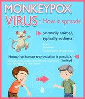 Monkeypox virus symptoms infographic vector