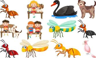 Set of various wild animals in cartoon style vector