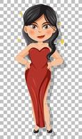 Beautiful lady cartoon character on grid background vector