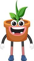 Plant pot with facial expression vector