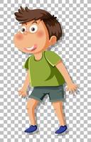 Young boy cartoon character on grid background vector