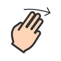 Three Fingers Right Filled Line Icon vector