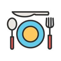 icono de línea llena de comida de dos platos vector