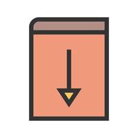 icono de línea llena de libro de descarga vector