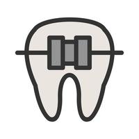diente con icono de línea llena de aparatos ortopédicos vector