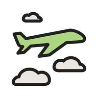 icono de línea llena de vuelo de avión vector