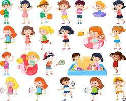 conjunto de niños haciendo diferentes actividades. vector