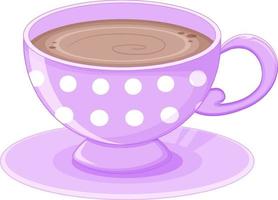 una taza de té en color púrpura vector