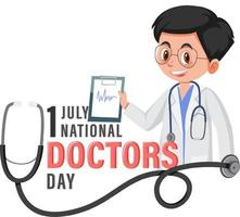 médico masculino en el día del médico en el logotipo de julio vector