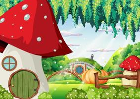 Fantasy forest cartoon background vector