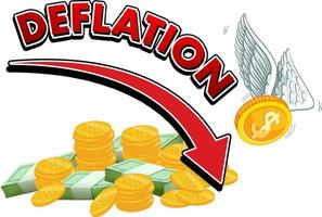 Deflation logo with arrow pointing down vector