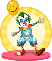 Clown holding balloon cartoon character vector