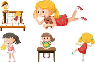 Set of children doing different activities vector