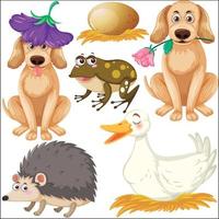 Set of various wild animals in cartoon style vector