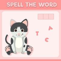 deletrear juego de palabras con word cat vector