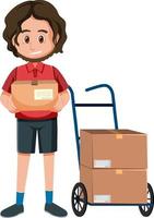 Delivery man with packages vector