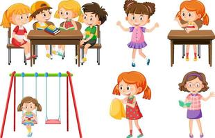 Set of children doing different activities vector