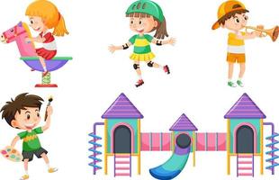 Set of children doing different activities vector