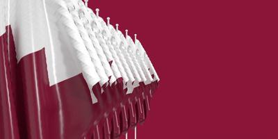 Red white qatar dohar flag country background wallpaper copy space symbol fifa football world cup emirate soccer sport qatar game 2022 event goal team champion arab islam nation day travel.3d render photo