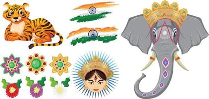 Set of Indian Hindu object decoration vector