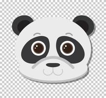 linda cabeza de panda en estilo de dibujos animados plana vector