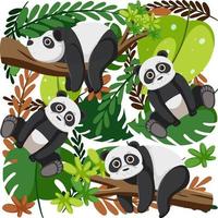 Cute pandas seamless pattern vector